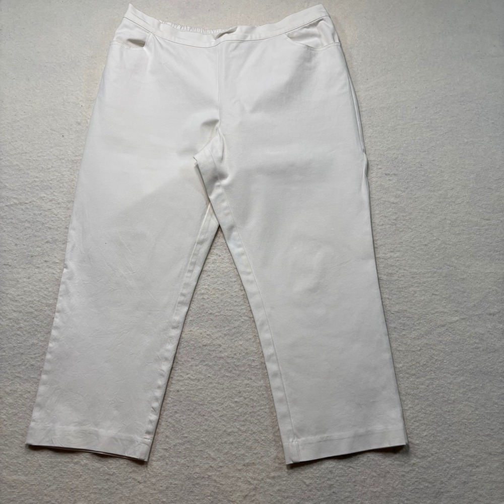 Isaac Mizrahi Live White Pull On Crop‎ Pants Cotton Blend Straight Leg  12P #K54